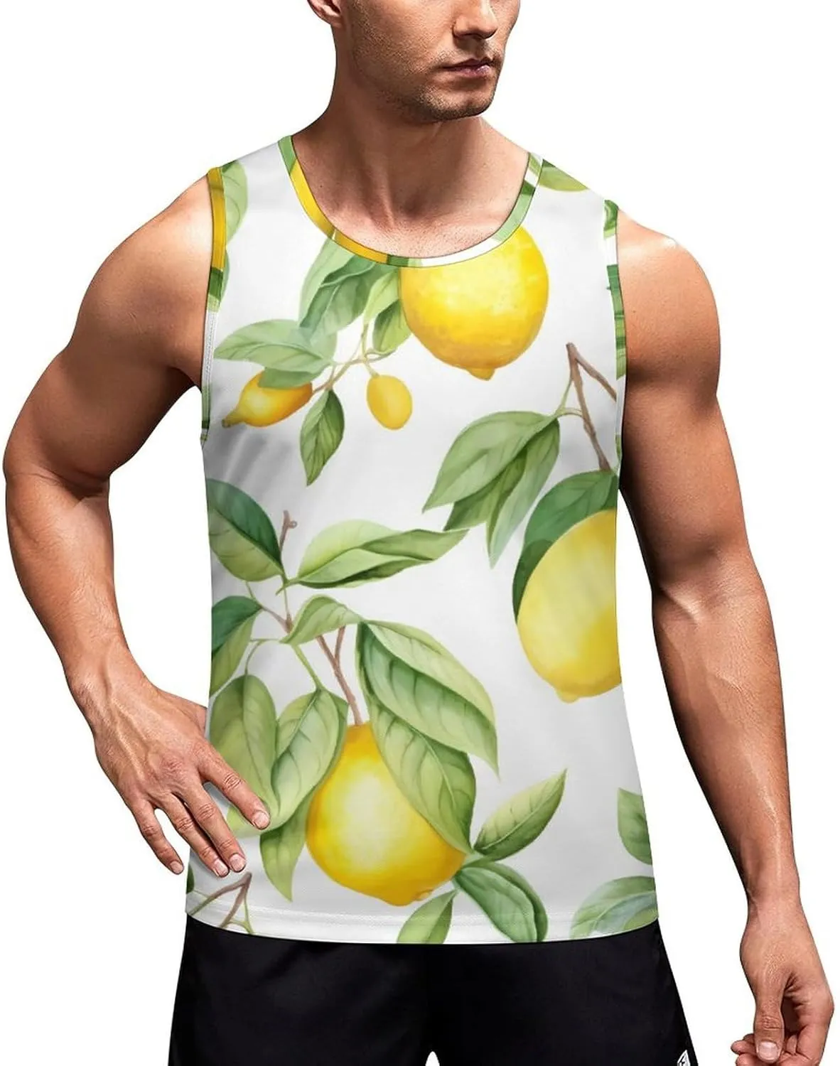 Lemon Fruit Mens Tank Top Undershirt Sleeveless Gym Vest Workout T-Shirts