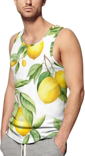 Lemon Fruit Mens Tank Top Undershirt Sleeveless Gym Vest Workout T-Shirts