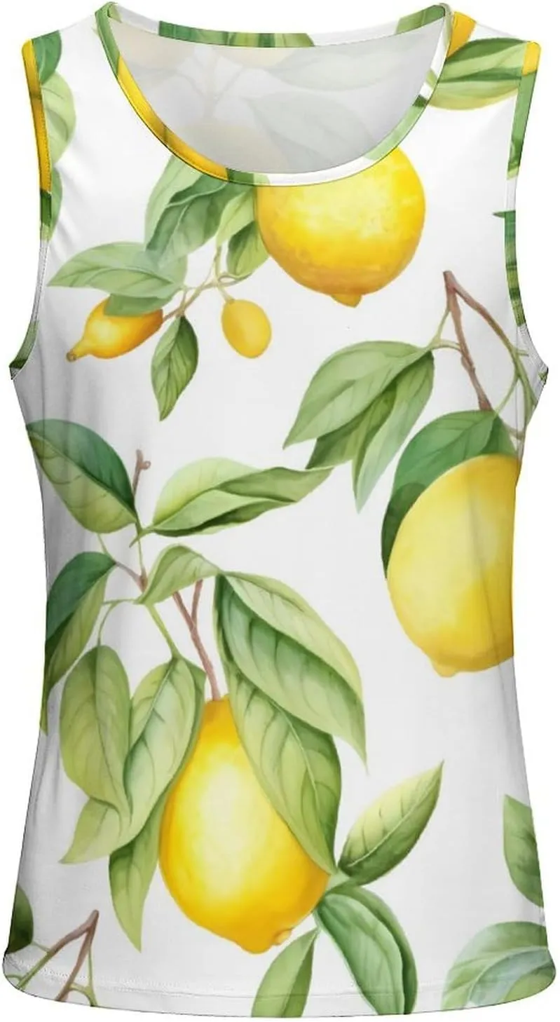 Lemon Fruit Mens Tank Top Undershirt Sleeveless Gym Vest Workout T-Shirts
