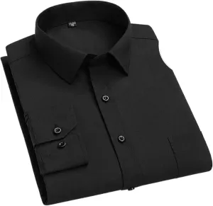 Long-Sleeve Shirts for Men Slim Fit Formal Shirt Striped Office Casual Tops