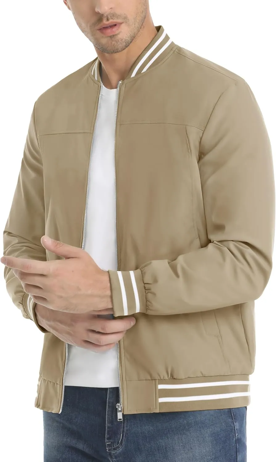 MAGNIVIT Men's Bomber Jackets Lightweight Jacket Varsity Flight Jacket Baseball Windbreaker Water Resistant Spring Autumn