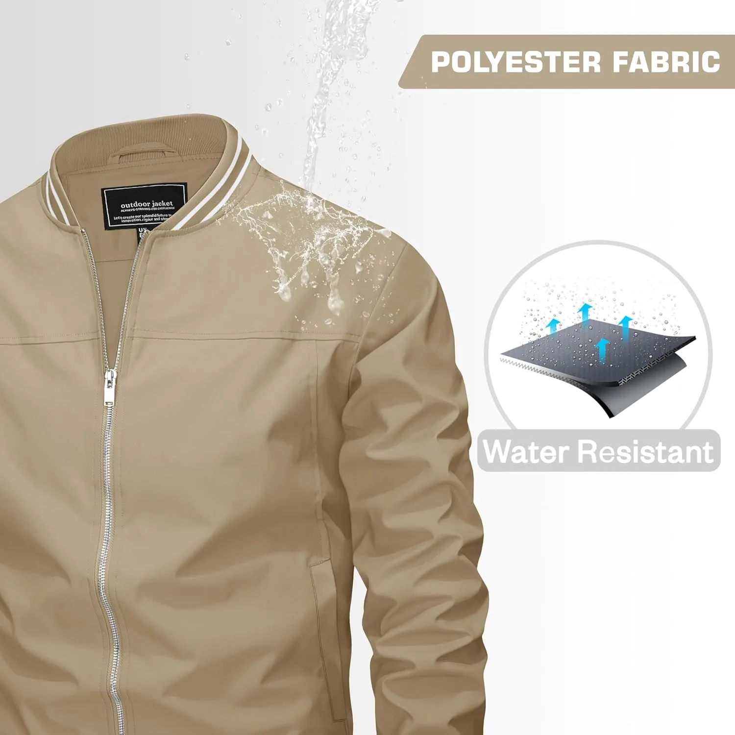 MAGNIVIT Men's Bomber Jackets Lightweight Jacket Varsity Flight Jacket Baseball Windbreaker Water Resistant Spring Autumn