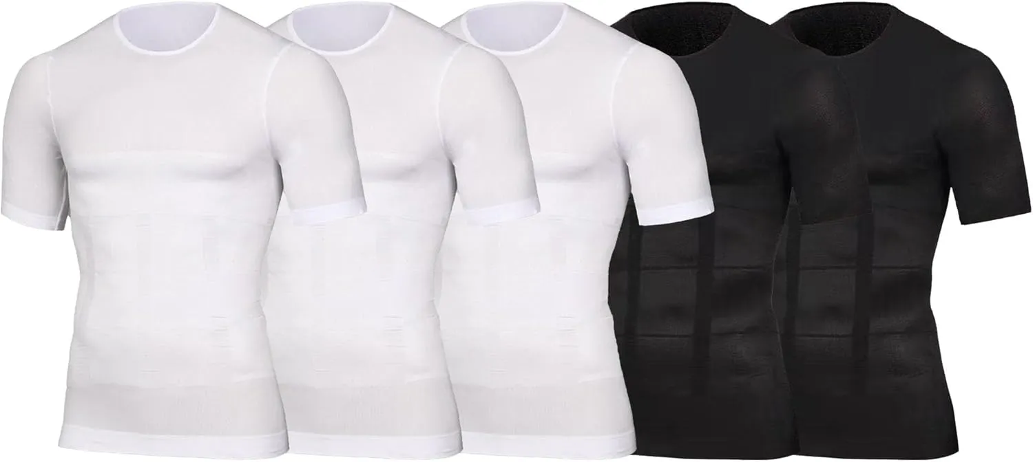 Maiyifu-GJ 5 Pack Men's Sleeveless Compression Shirts Athletic Workout Slimming Tank Top Running Undershirts Shapewear Vest