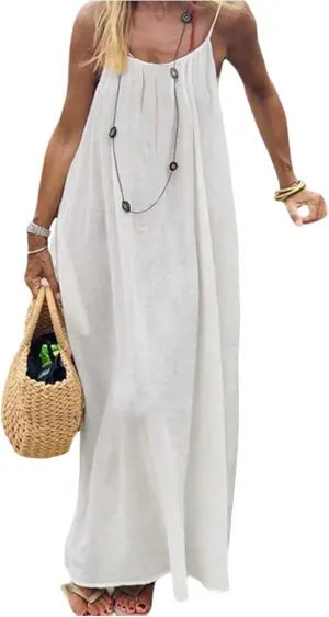 MakeMeChic Women's Open Back Cami Dress Spaghetti Strap Sleeveless Maxi Dresses