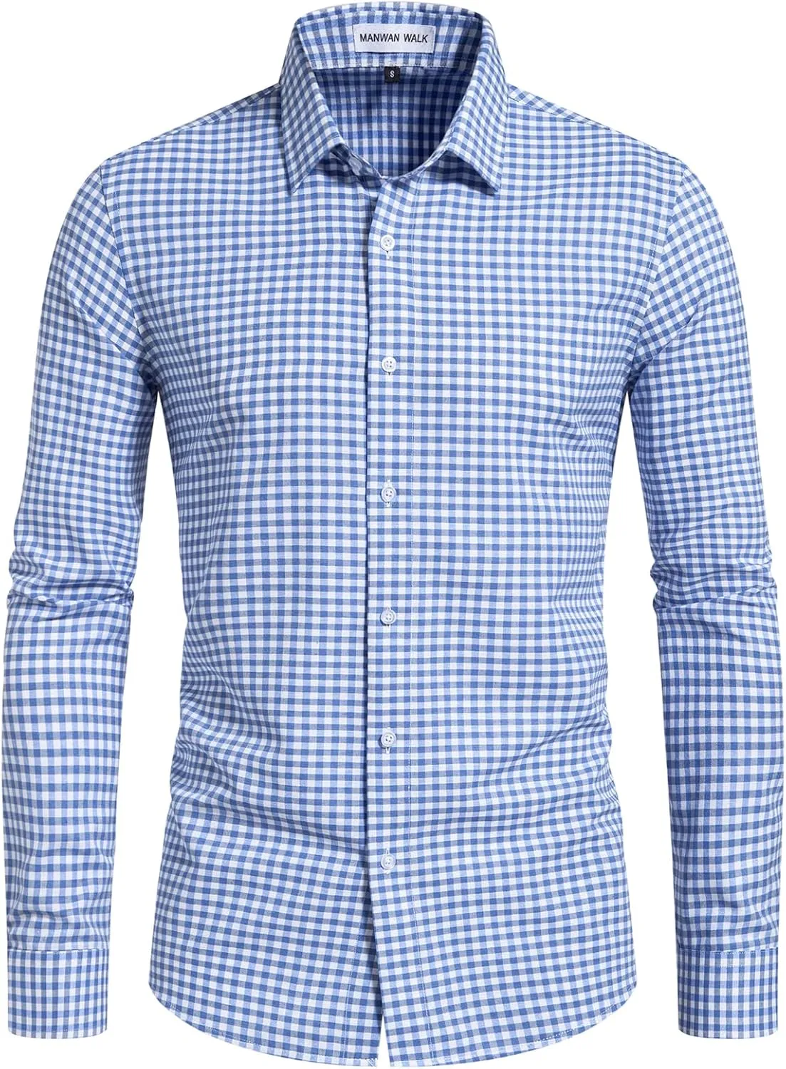 Manwan walk Men's Plaid Button Down Shirts Regular Fit Long Sleeve Casual Business Shirts