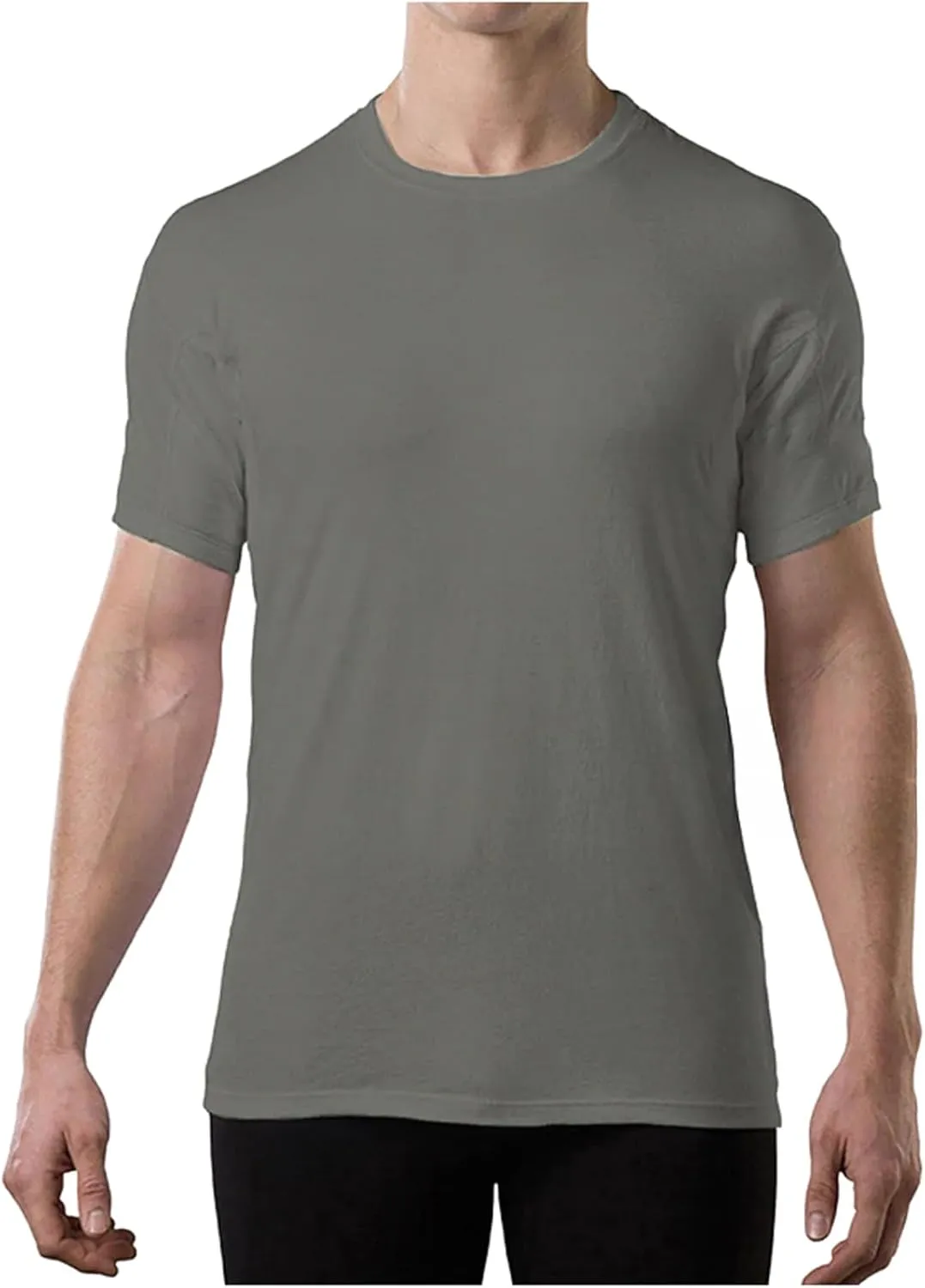 Men Crew Neck Undershirts with Sweatproof Solid T Shirt with Pads Modal Tops