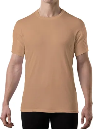 Men Crew Neck Undershirts with Sweatproof Solid T Shirt with Pads Modal Tops