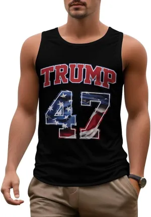 Mens Beach Tank Tops Trump Sleeveless Lightweight Shirts Summer Running Athletic Swim Shirts