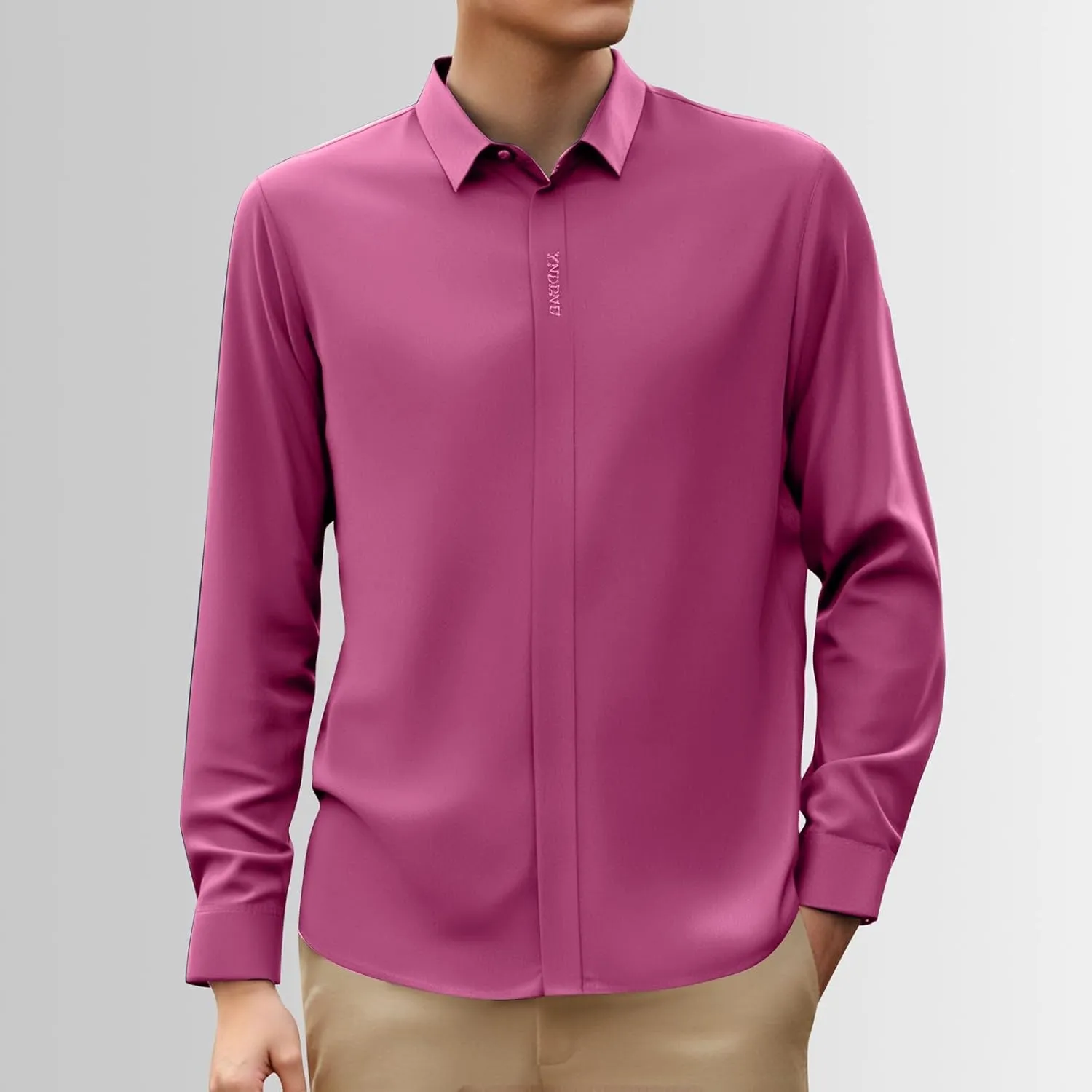 Mens Button Down Shirts Long Sleeve Stretch BlousesTop Solid Color Casual Undershirts Sofy Comfy Activewear Shirts