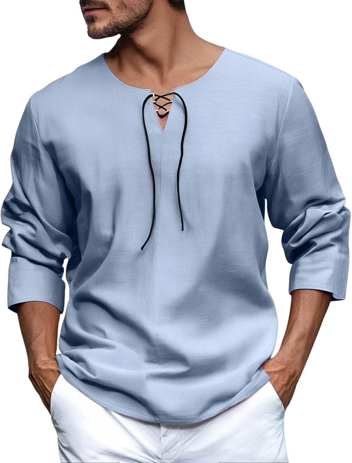 Men's Button Down Shirts Long SleeveV Neck Casual Shirts Lightweight Stretch Workout Undershirt Business Casual Tops