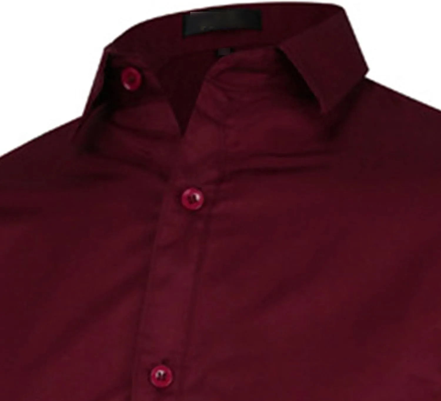 Men's Long Sleeve Dress Shirt Plaid Collar Casual Button Down Shirts Solid Business Formal Slim Fit Shirt