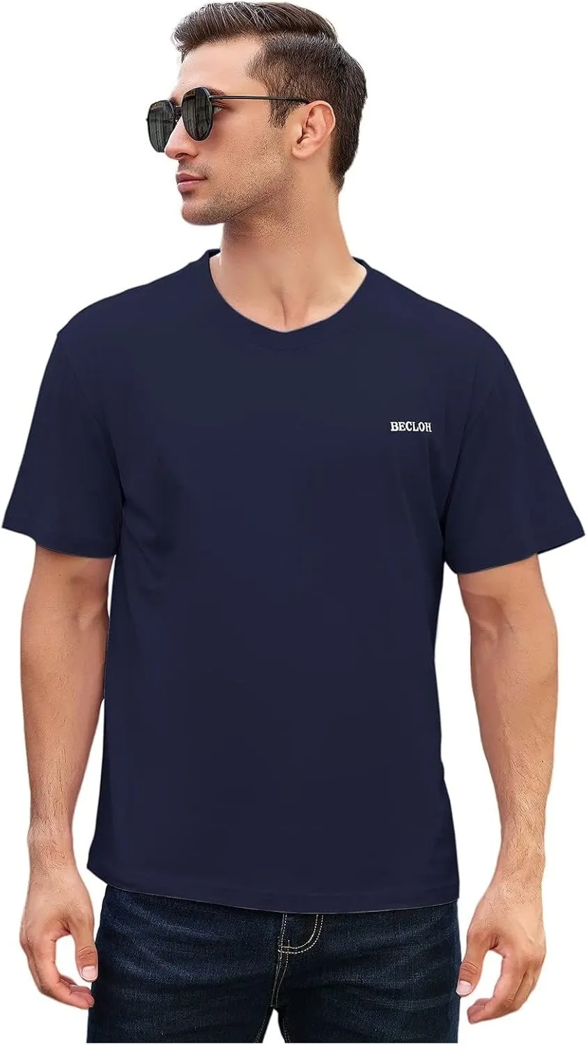 Men's Loose Fit Mens-Short-Sleeve T-Shirt 100% Cotton Crew Neck Soft Fitted Tees S-3XL Fresh Classic Tshirts