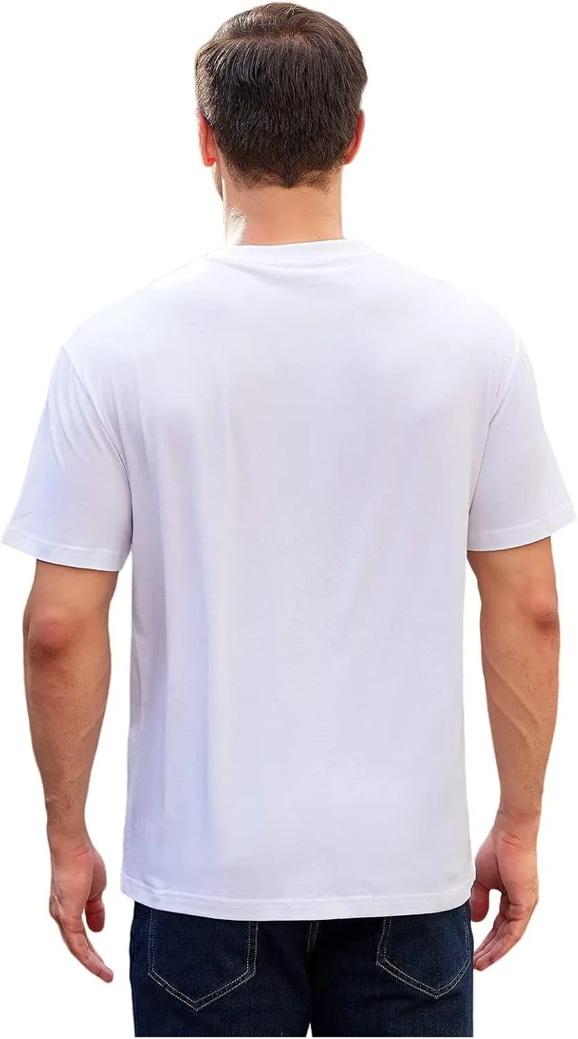 Men's Loose Fit Mens-Short-Sleeve T-Shirt 100% Cotton Crew Neck Soft Fitted Tees S-3XL Fresh Classic Tshirts