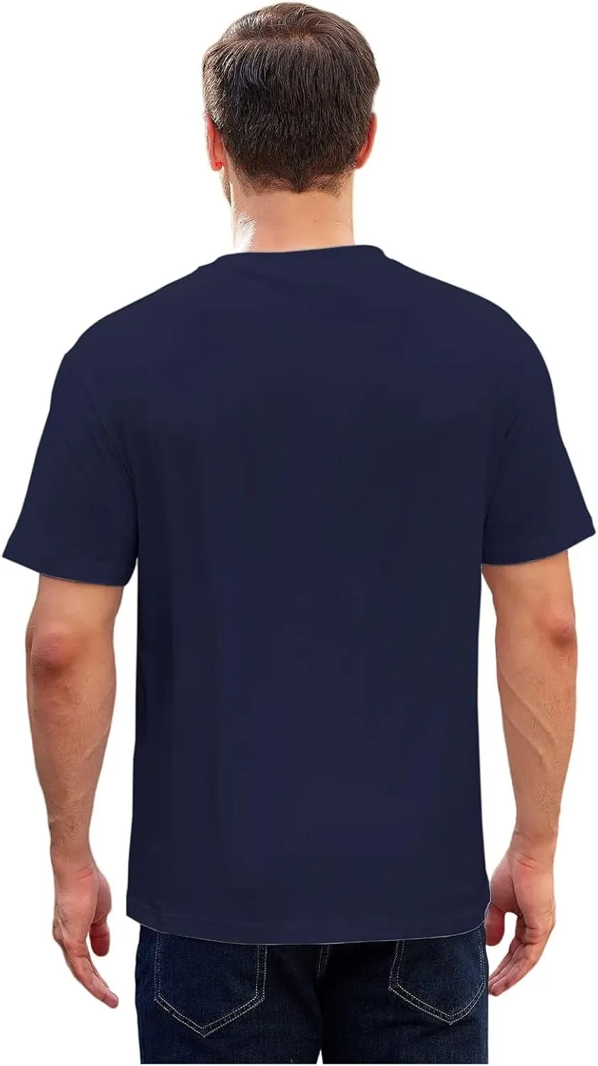 Men's Loose Fit Mens-Short-Sleeve T-Shirt 100% Cotton Crew Neck Soft Fitted Tees S-3XL Fresh Classic Tshirts