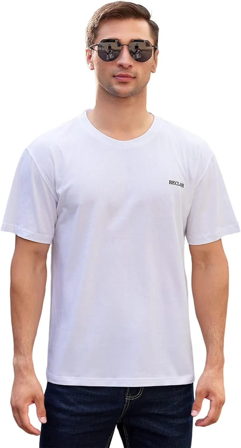 Men's Loose Fit Mens-Short-Sleeve T-Shirt 100% Cotton Crew Neck Soft Fitted Tees S-3XL Fresh Classic Tshirts