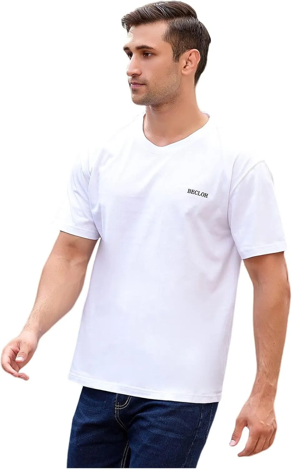 Men's Loose Fit Mens-Short-Sleeve T-Shirt 100% Cotton Crew Neck Soft Fitted Tees S-3XL Fresh Classic Tshirts