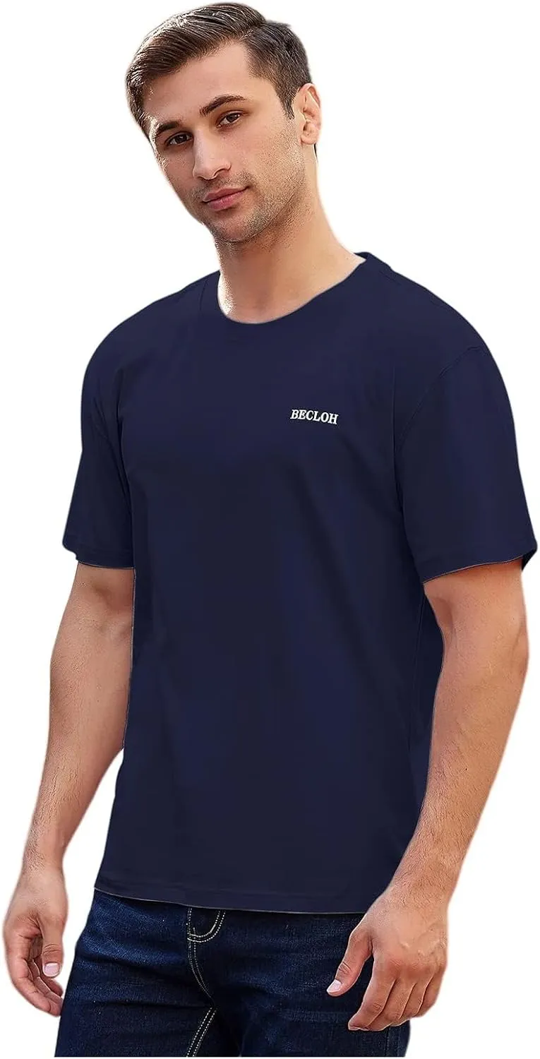 Men's Loose Fit Mens-Short-Sleeve T-Shirt 100% Cotton Crew Neck Soft Fitted Tees S-3XL Fresh Classic Tshirts