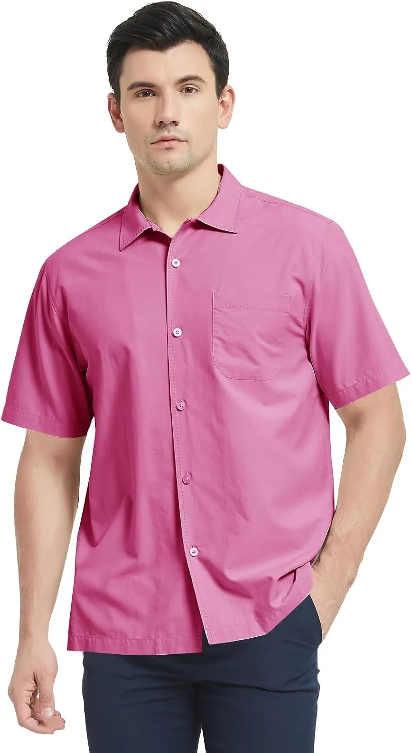 Men's Silk Hawaiian Short Sleeve Button Down Shirt Casual Tropical Holiday Beach Shirts