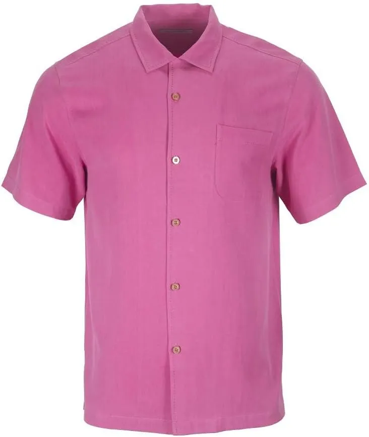 Men's Silk Hawaiian Short Sleeve Button Down Shirt Casual Tropical Holiday Beach Shirts