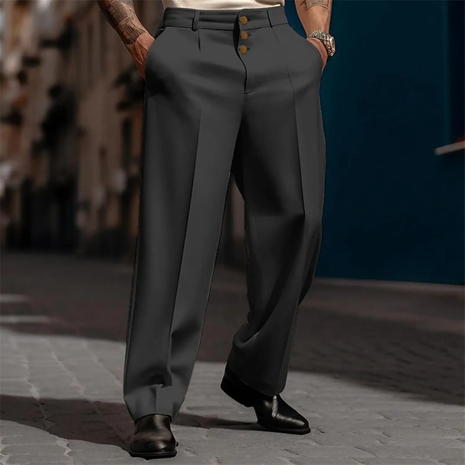 Men's Suit Pants,Expandable Waist Slim Fit Stretch Formal Dress Pants Straight Leg Work Slacks Suit Trousers
