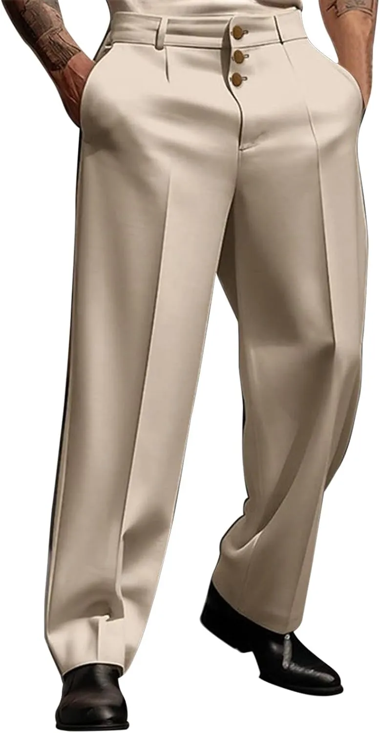 Men's Suit Pants,Expandable Waist Slim Fit Stretch Formal Dress Pants Straight Leg Work Slacks Suit Trousers