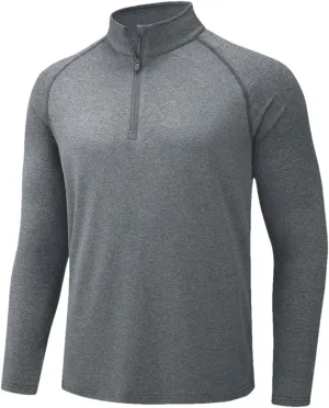 Men's Sun Protection Quick Dry Shirts Long Sleeve Half Zip Pullover Shirts Lightweight Breathable Tee Tops