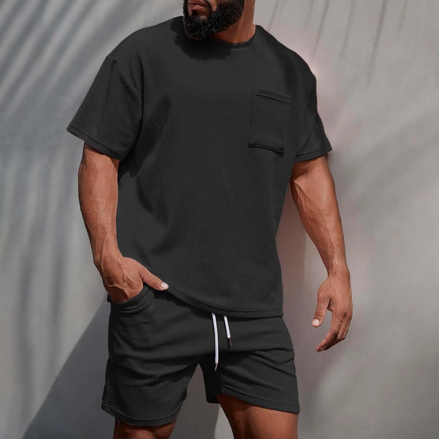 Men's T Shirt Short Sleeve T Shirt Cotton Casual Shirts with Pockets Breathable Shirts for Men Solid Big Size