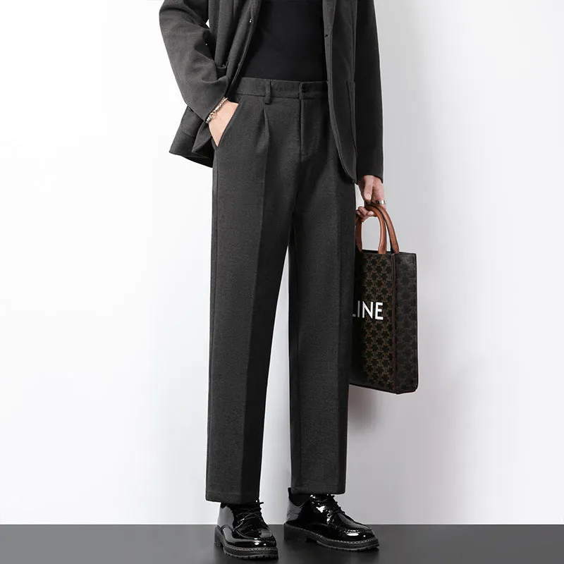 Mens Tailored Trousers  Wool Blend  Slim Fit  Flat Front Formal Wear