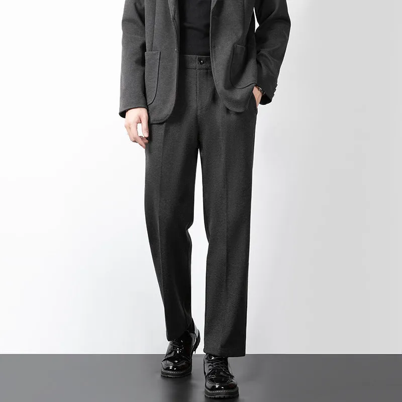 Mens Tailored Trousers  Wool Blend  Slim Fit  Flat Front Formal Wear