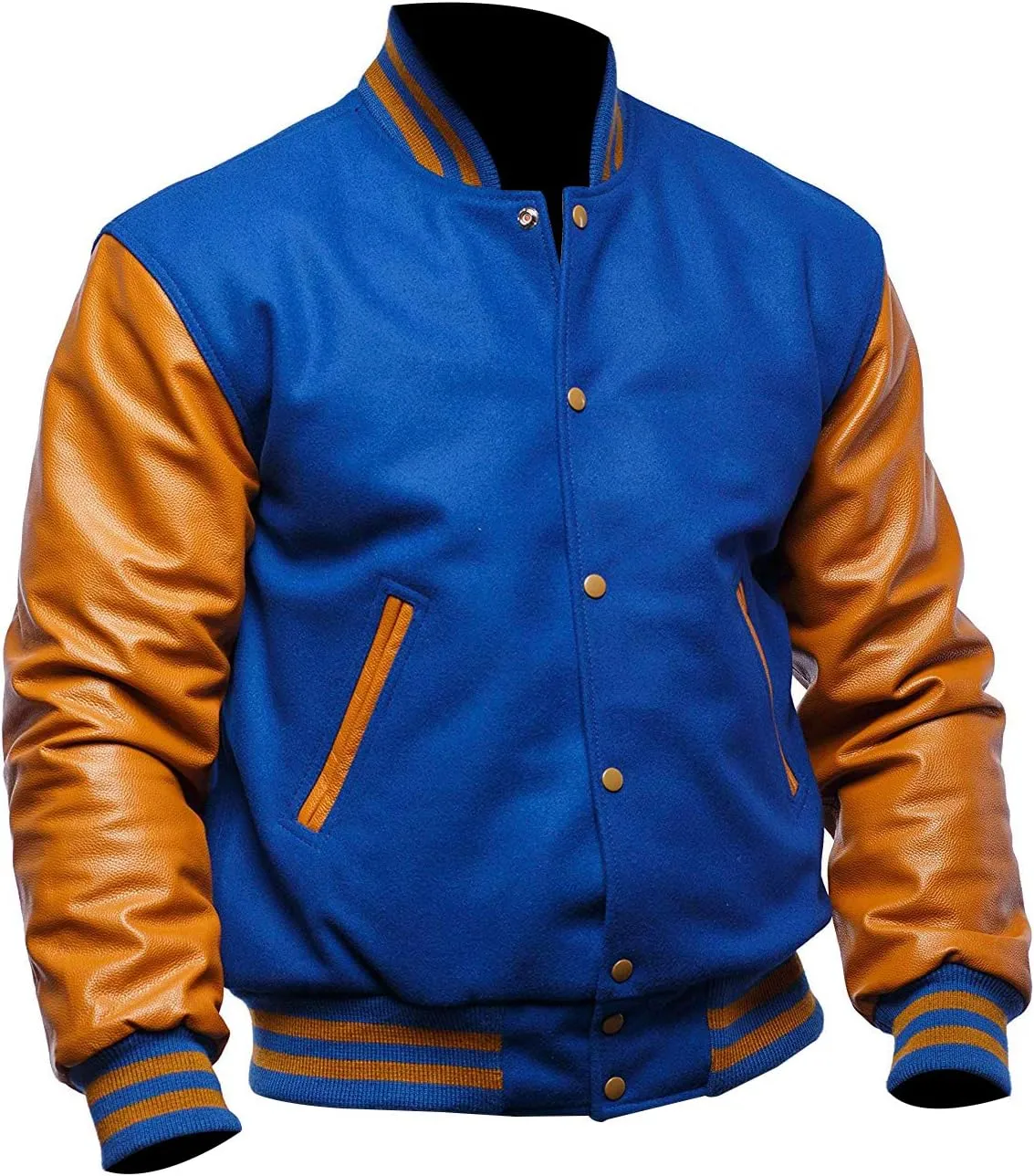 Mens Varsity Letterman Baseball Bomber Jacket | Casual Fashion Wool & Faux Leather College/High School Jackets