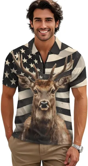 Men's Zipper Shirts Short Sleeve Golf Shirt Summer Athletic Tennis Shirt Casual Slim Fit Golf Shirts for Men