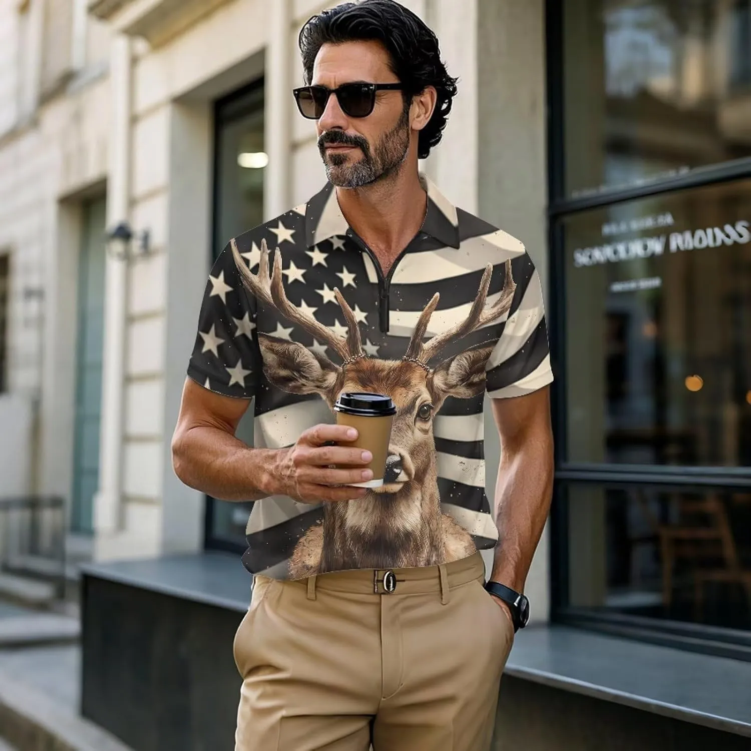 Men's Zipper Shirts Short Sleeve Golf Shirt Summer Athletic Tennis Shirt Casual Slim Fit Golf Shirts for Men