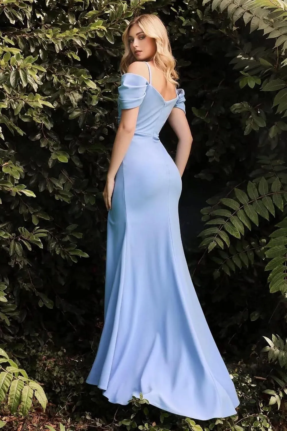 MiwiNovia Satin Bridesmaid Dresses for Women Off Shoulder Prom Dress Long Mermaid Prom Gown with Slit MN586