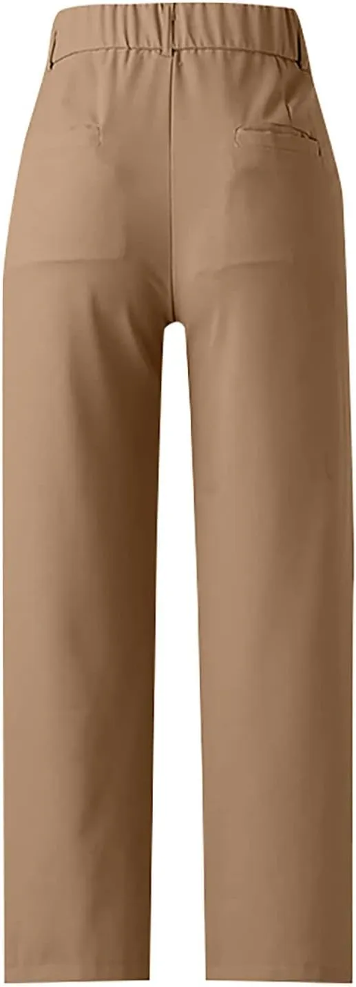 Mmoneyake Wide Leg Pants for Women High Waist Straight Drape Casual Business Dress Pants Work Office Trousers with Pockets