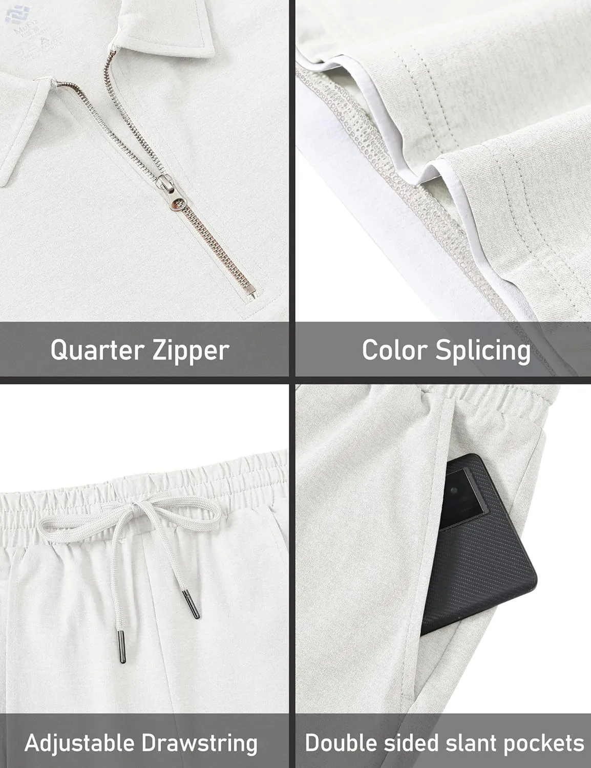 MoFiz Mens Tracksuits Sets Shorts Quarter Zip Polo Shirts Bottom Shorts Outfits Sport Suits Casual Walking Sets Comfy