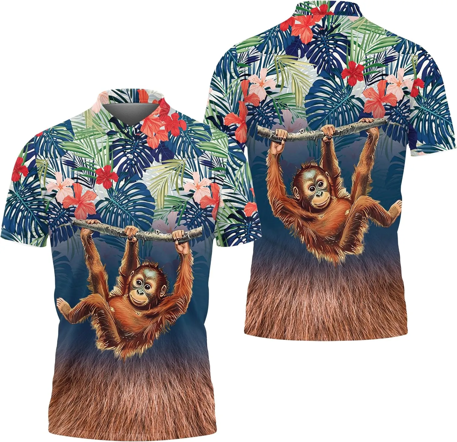 Monkey Polo Golf Shirts for Men Women - Zoo Animal Mens Polo Shirts Short Sleeve Mens Polo Shirts Dry Fit Serie 80