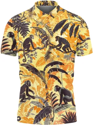 Monkey Polo Golf Shirts for Men Women - Zoo Animal Mens Polo Shirts Short Sleeve Mens Polo Shirts Dry Fit Serie 80