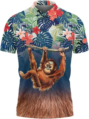 Monkey Polo Golf Shirts for Men Women - Zoo Animal Mens Polo Shirts Short Sleeve Mens Polo Shirts Dry Fit Serie 80