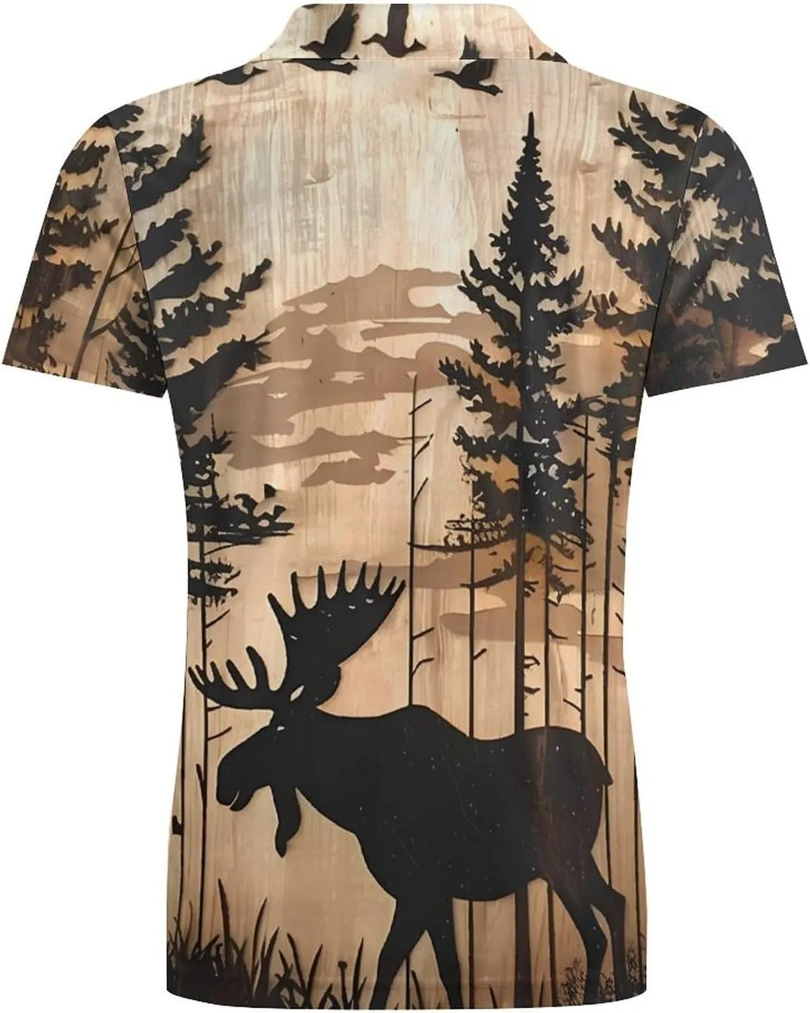 Moose Woodland Hunting Eagle Classic Polo Shirts for Men Quick Dry Short Sleeve Fit Golf Tees Casual Tops