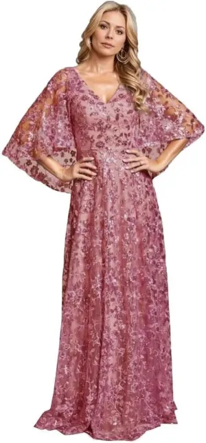 Mother of The Bride Dresses with Short Sleeve for Wedding Lace Long Prom Formal Eevning Gowns CD062