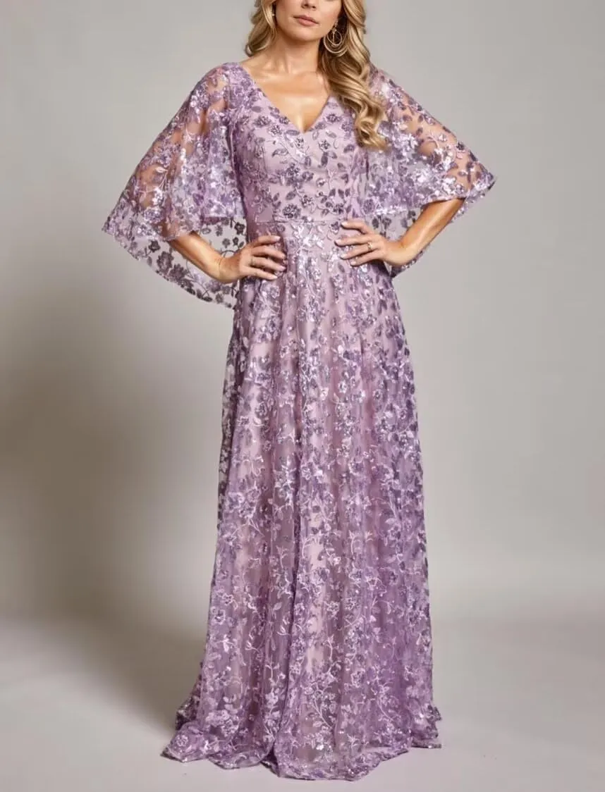 Mother of The Bride Dresses with Short Sleeve for Wedding Lace Long Prom Formal Eevning Gowns CD062