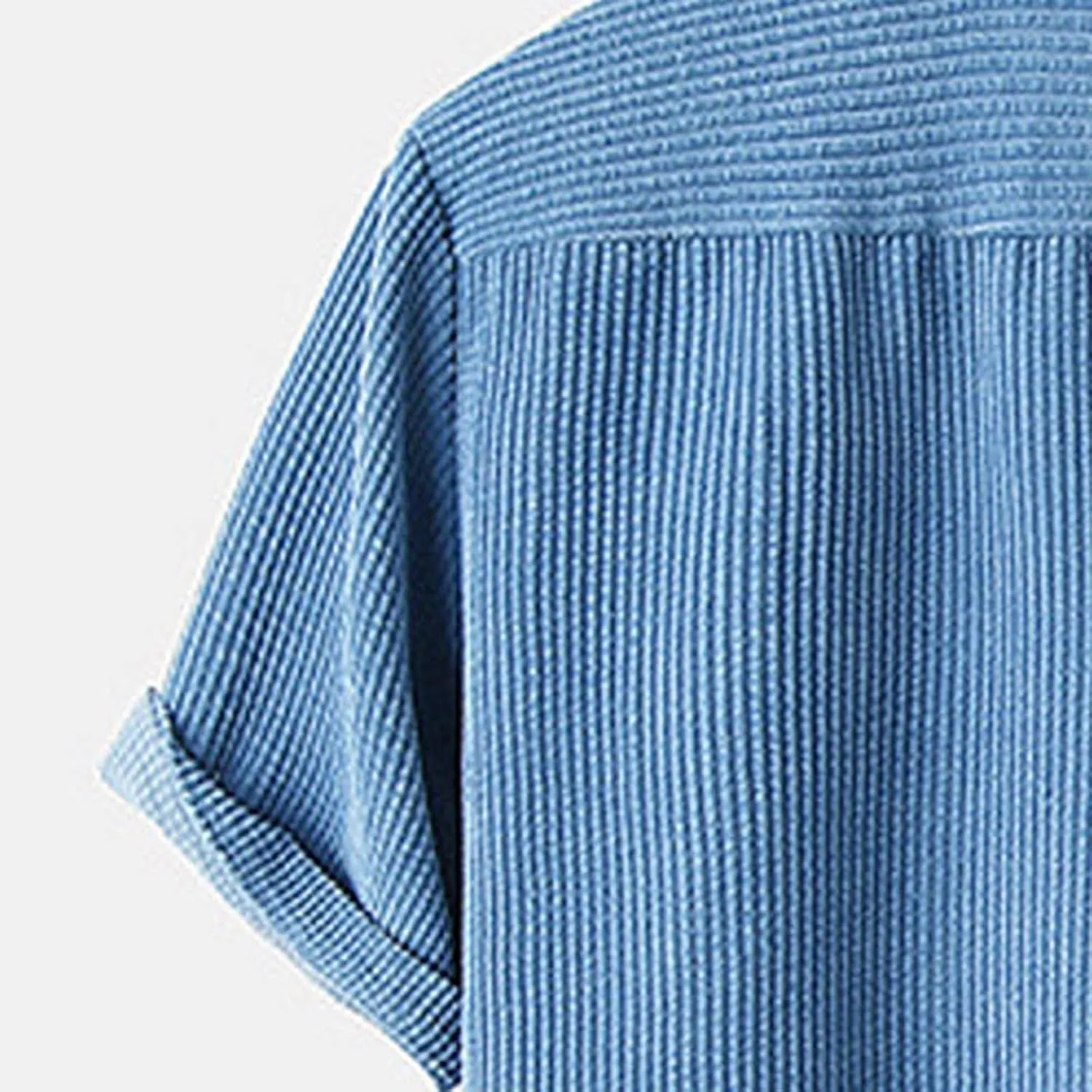 NaRHbrg Men's Casual Corduroy Shirts Sets Short Sleeve Shorts Suit 2-Piece Outfit T-Shirt and Shorts Set Loungewear