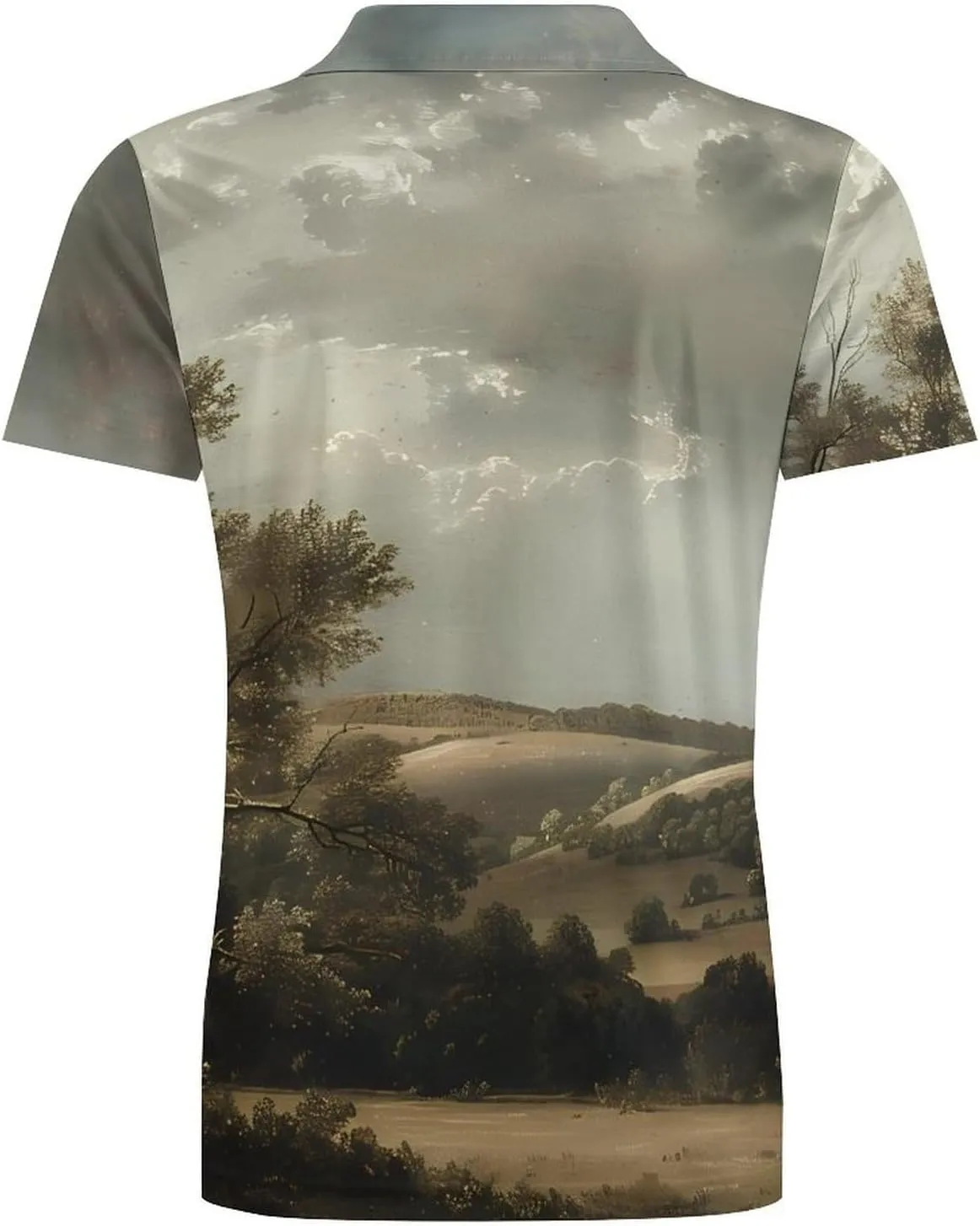 Nature Grassland Wilderness Classic Polo Shirts for Men Quick Dry Short Sleeve Fit Golf Tees Casual Tops