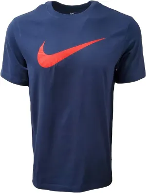 Nike Men's Sportswear Swoosh T-Shirts (Small, Navy/Red Swoosh)