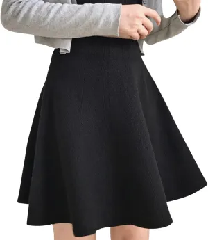Oplxuo Women's Fall Mini Skirts Knit High Waisted A-Line Short Skirt Solid Color Pleated Club Party Skirts