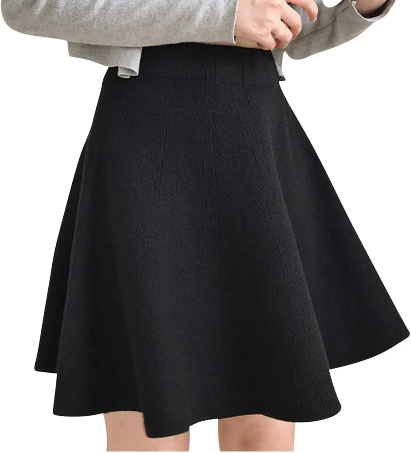 Oplxuo Women's Fall Mini Skirts Knit High Waisted A-Line Short Skirt Solid Color Pleated Club Party Skirts