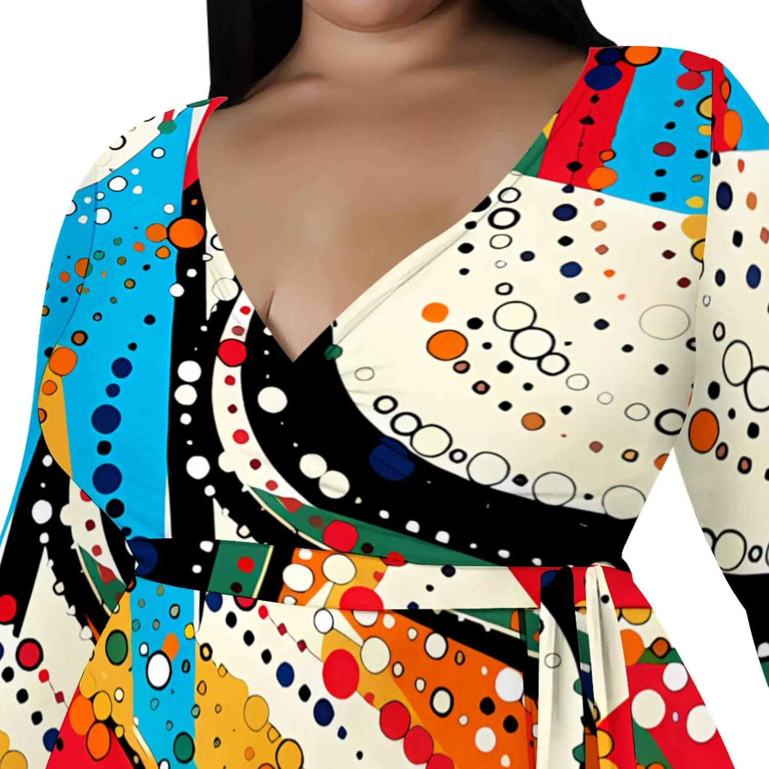 Plus Size Dresses for Women Floral Print Maxi Dress Slit Flowy 3/4 Sleeve with Belt
