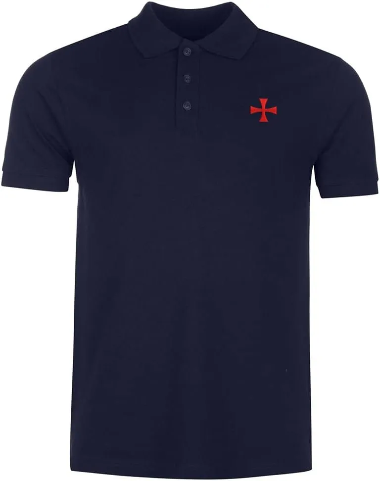 Polo Shirts for Men Knights Templar Cross Embroidered Short Sleeve Mens Polo Shirts