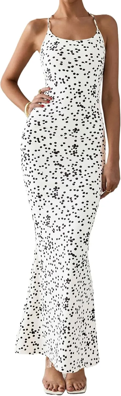 PRETTYGARDEN Maxi Dresses for Women 2025 Summer Halter Leopard Print Sleeveless Sexy Bodycon Cruise Cocktail Long Dress