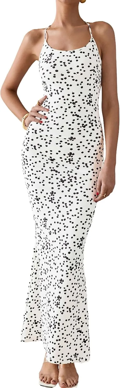 PRETTYGARDEN Maxi Dresses for Women 2025 Summer Halter Leopard Print Sleeveless Sexy Bodycon Cruise Cocktail Long Dress